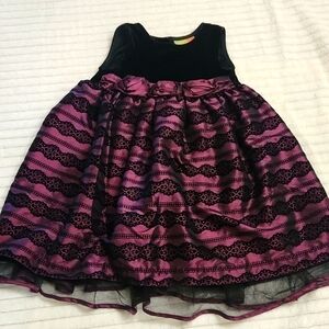 Penelope Mack Size 4 Girl's Party Dress Purple/Black Lined Overskirt Holidays